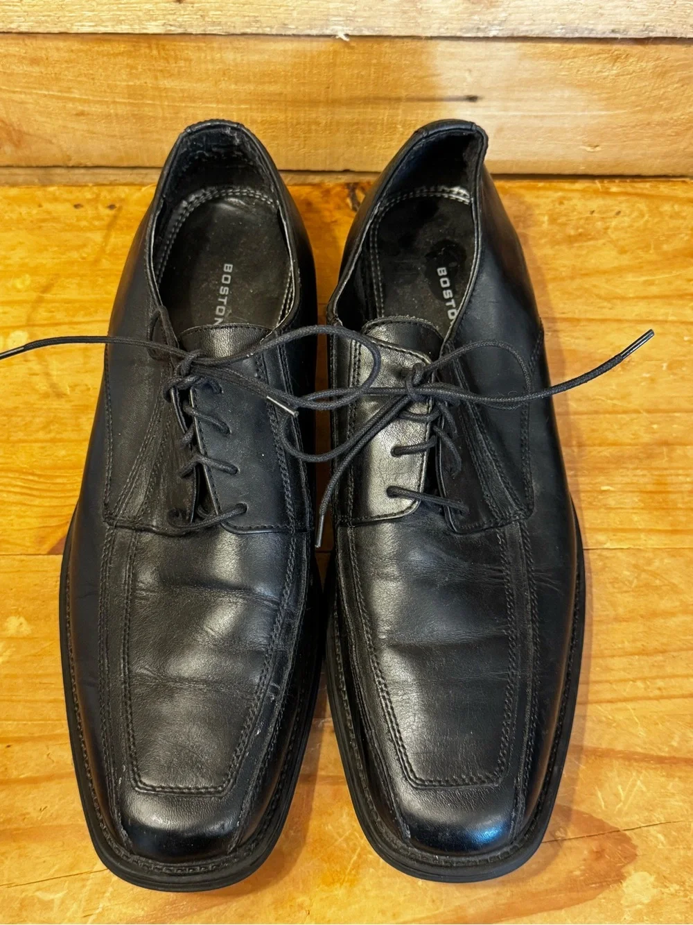 Bostonian Men’s Black Leather Square Toe Lace-Up Dress Shoes - Size 10